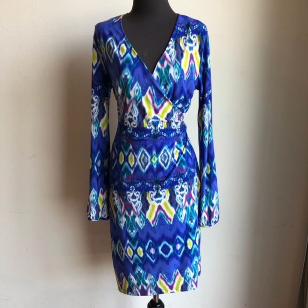 Jones New York sz M multicolored faux wrap dress